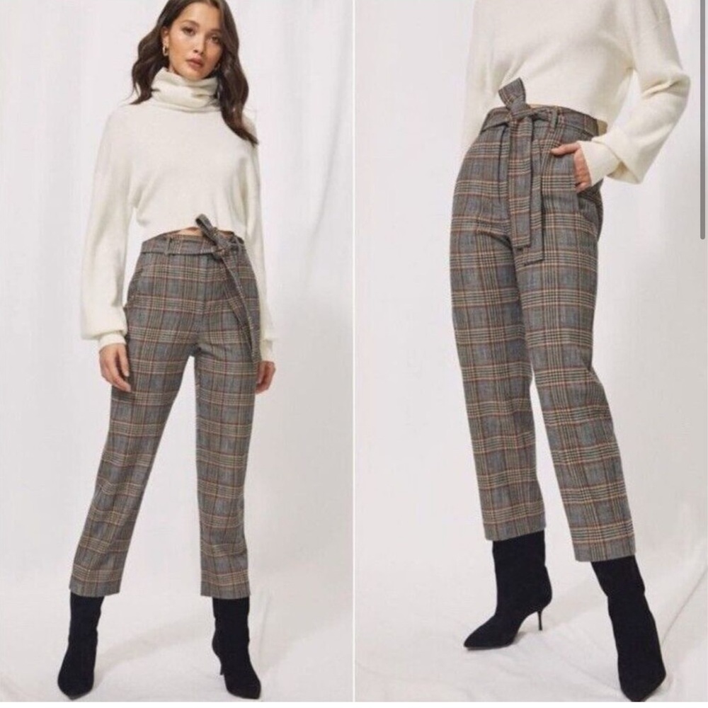 Aritzia/Wilfred Plaid Pants with bow